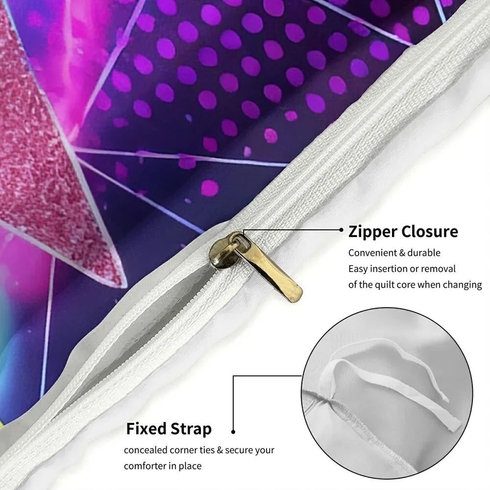 K-POP Demon Hunters Neon Anime Girl Group Bedding Set