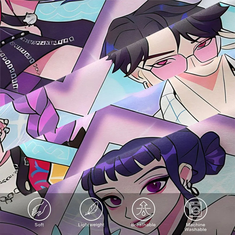 K-POP Demon Hunters Pastel Collage Anime Group Bedding Set