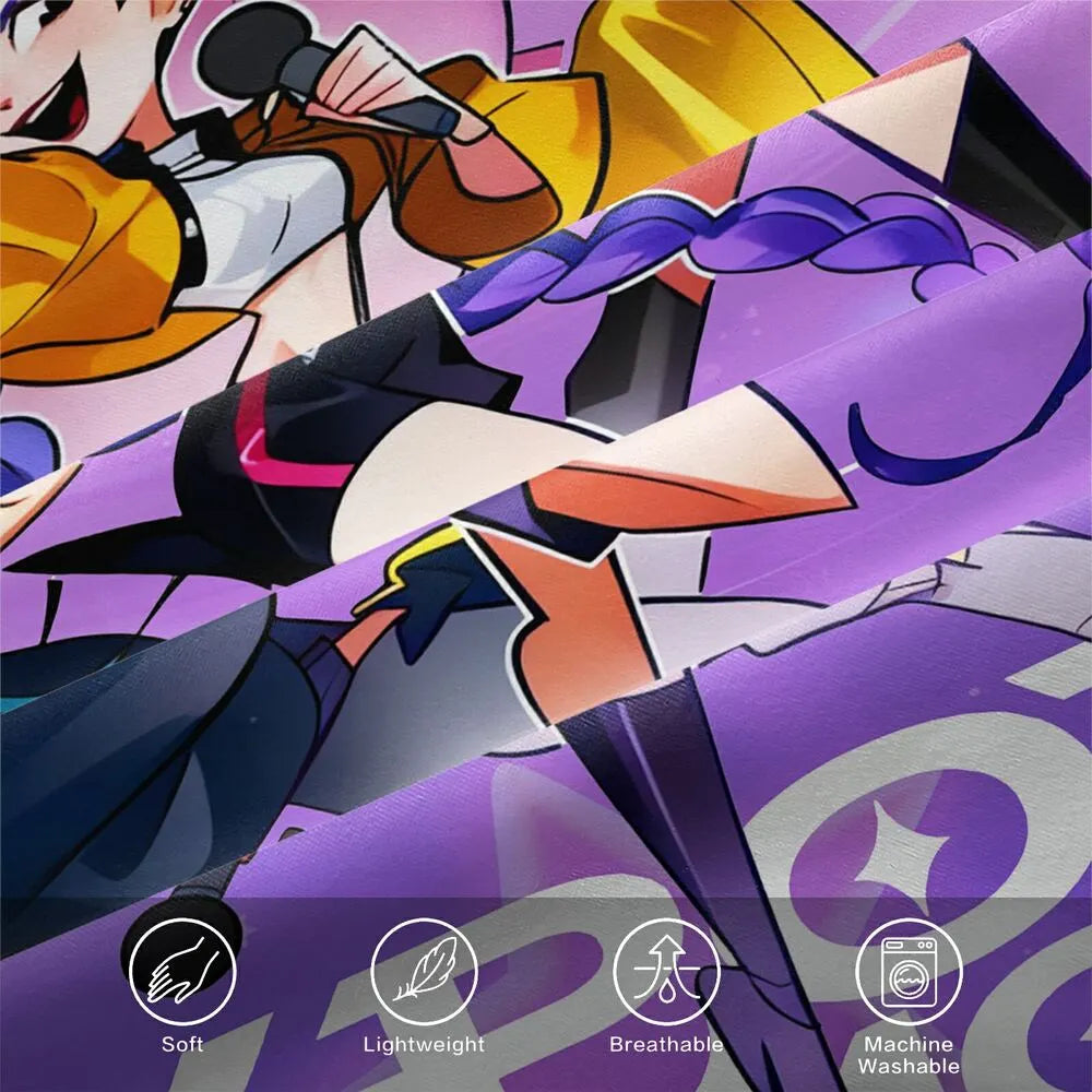 K-POP Demon Hunters Starry Purple Cartoon Bedding Set Duvet Cover and Pillowcases