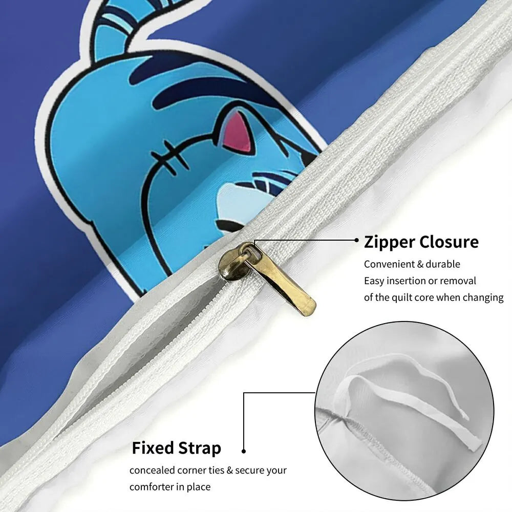 K-POP Demon Hunters Style Blue Cat Anime Bedding Set