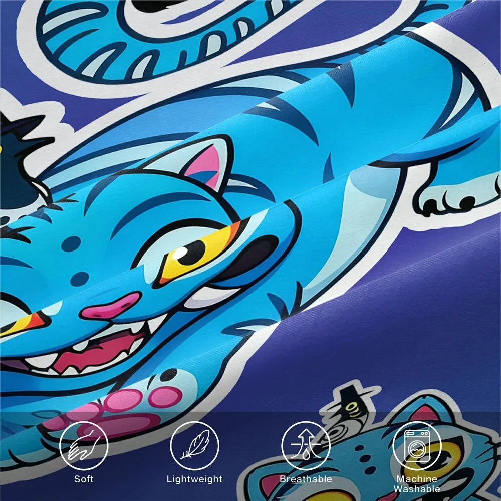 K-POP Demon Hunters Style Blue Cat Anime Bedding Set