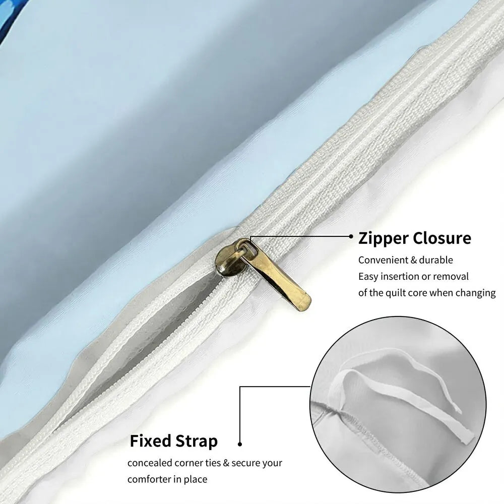 K-POP Demon Hunters Style Blue Monster Cat Anime Bedding Set