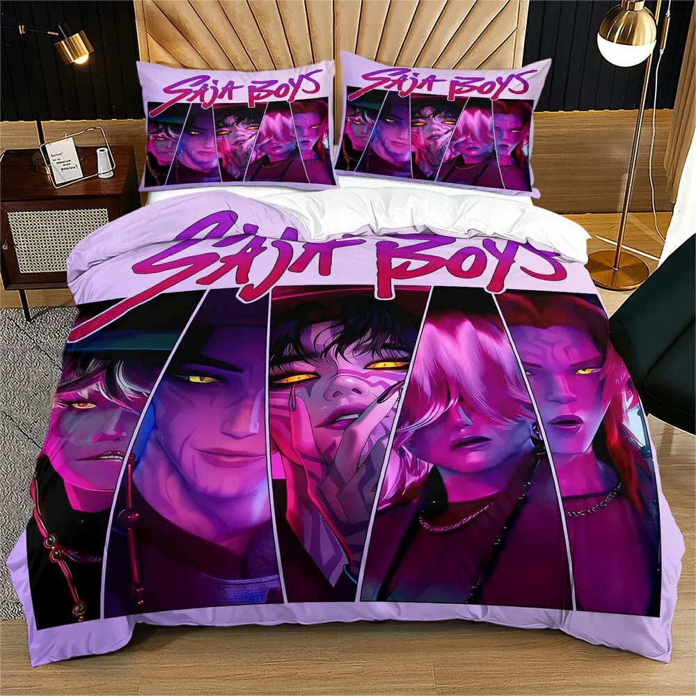 K-POP Demon Hunters Style Saja Boys Anime Bedding Set