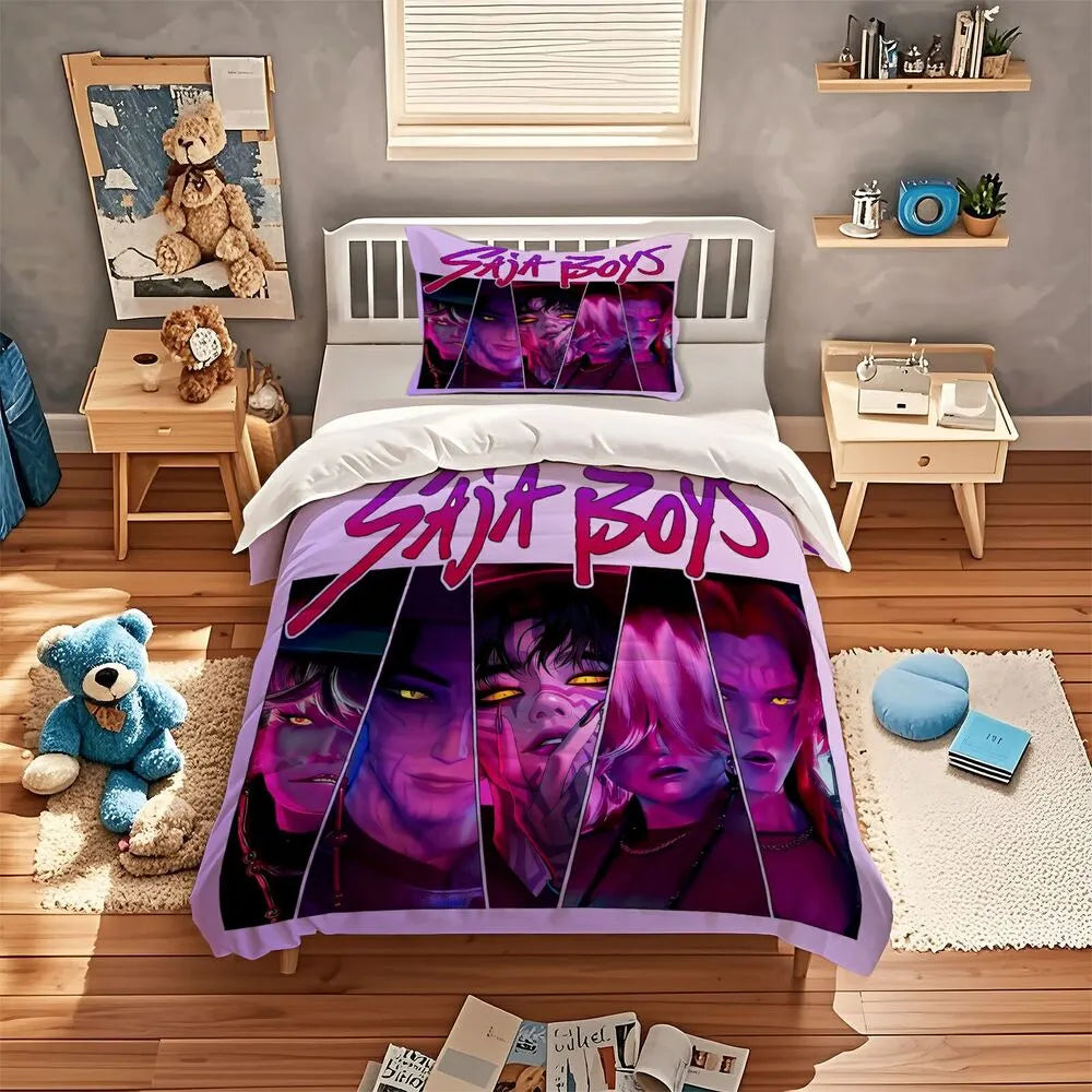 K-POP Demon Hunters Style Saja Boys Anime Bedding Set