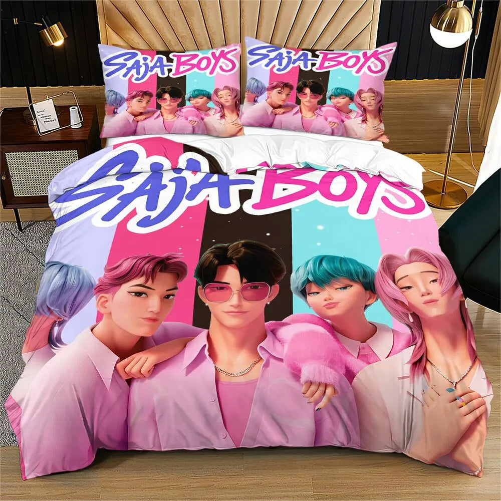 K-POP Demon Hunters Style Saja Boys Anime Boy Group Bedding Set