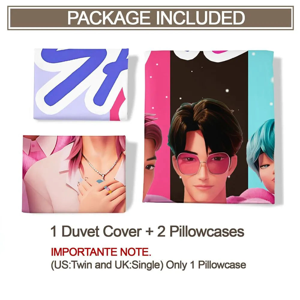 K-POP Demon Hunters Style Saja Boys Anime Boy Group Bedding Set