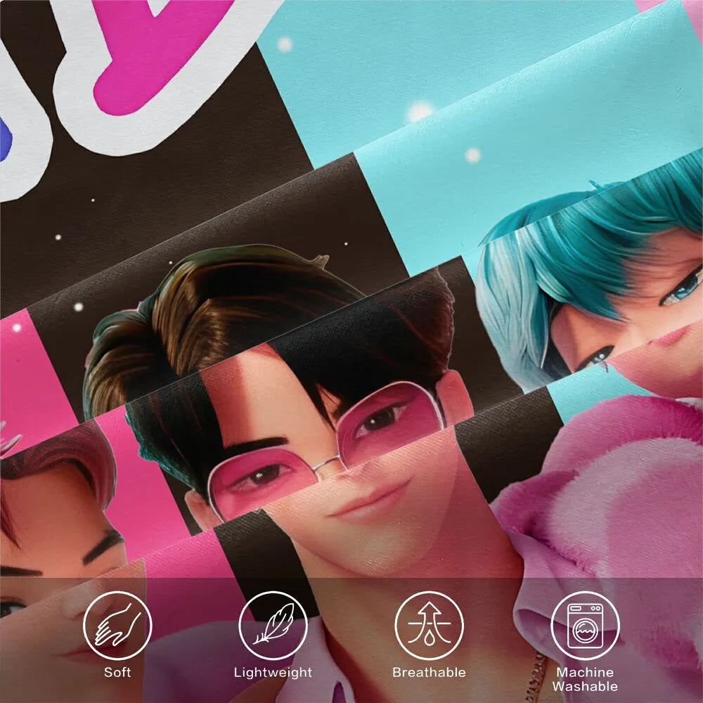 K-POP Demon Hunters Style Saja Boys Anime Boy Group Bedding Set