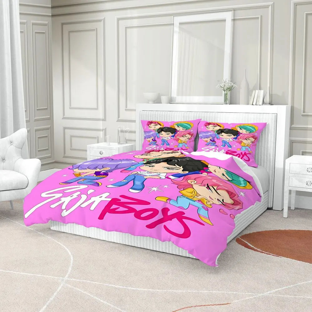 K-POP Demon Hunters Style Saja Boys Chibi Anime Boy Group Bedding Set