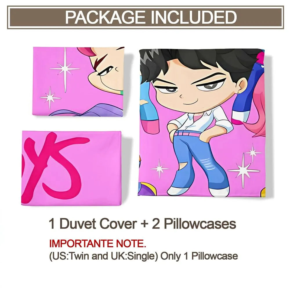 K-POP Demon Hunters Style Saja Boys Chibi Anime Boy Group Bedding Set