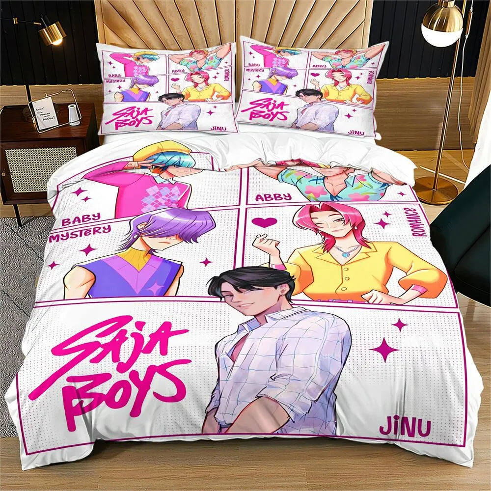 K-POP Demon Hunters Style Saja Boys Comic Anime Boy Group Bedding Set