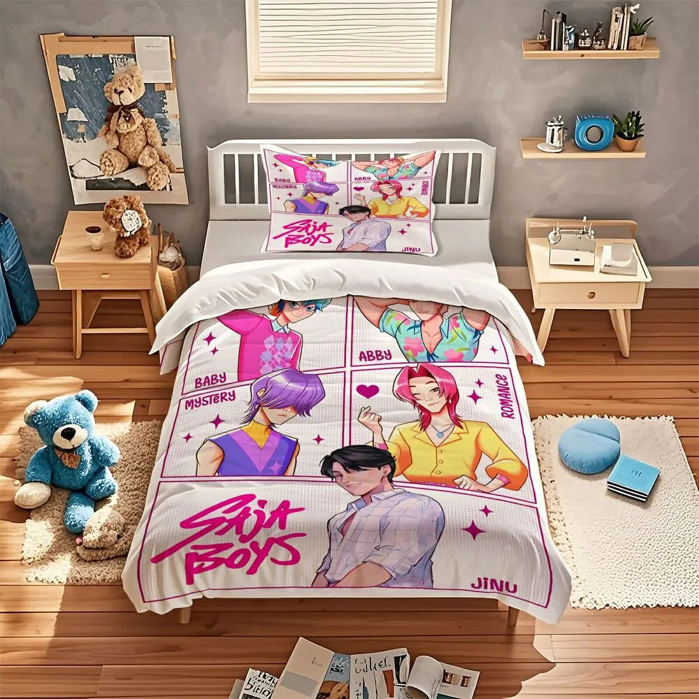K-POP Demon Hunters Style Saja Boys Comic Anime Boy Group Bedding Set