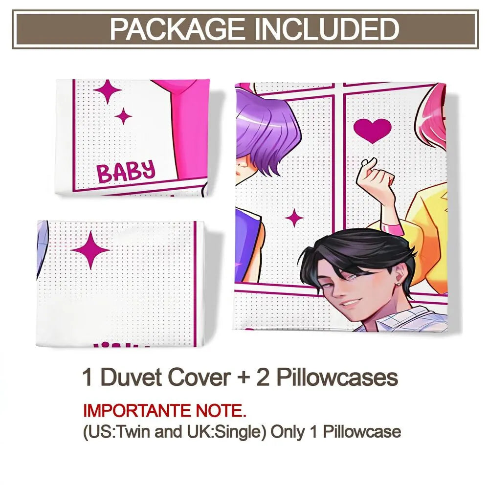 K-POP Demon Hunters Style Saja Boys Comic Anime Boy Group Bedding Set