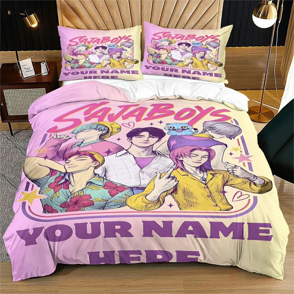 K-POP Demon Hunters Style Saja Boys Retro Anime Boy Group Bedding Set