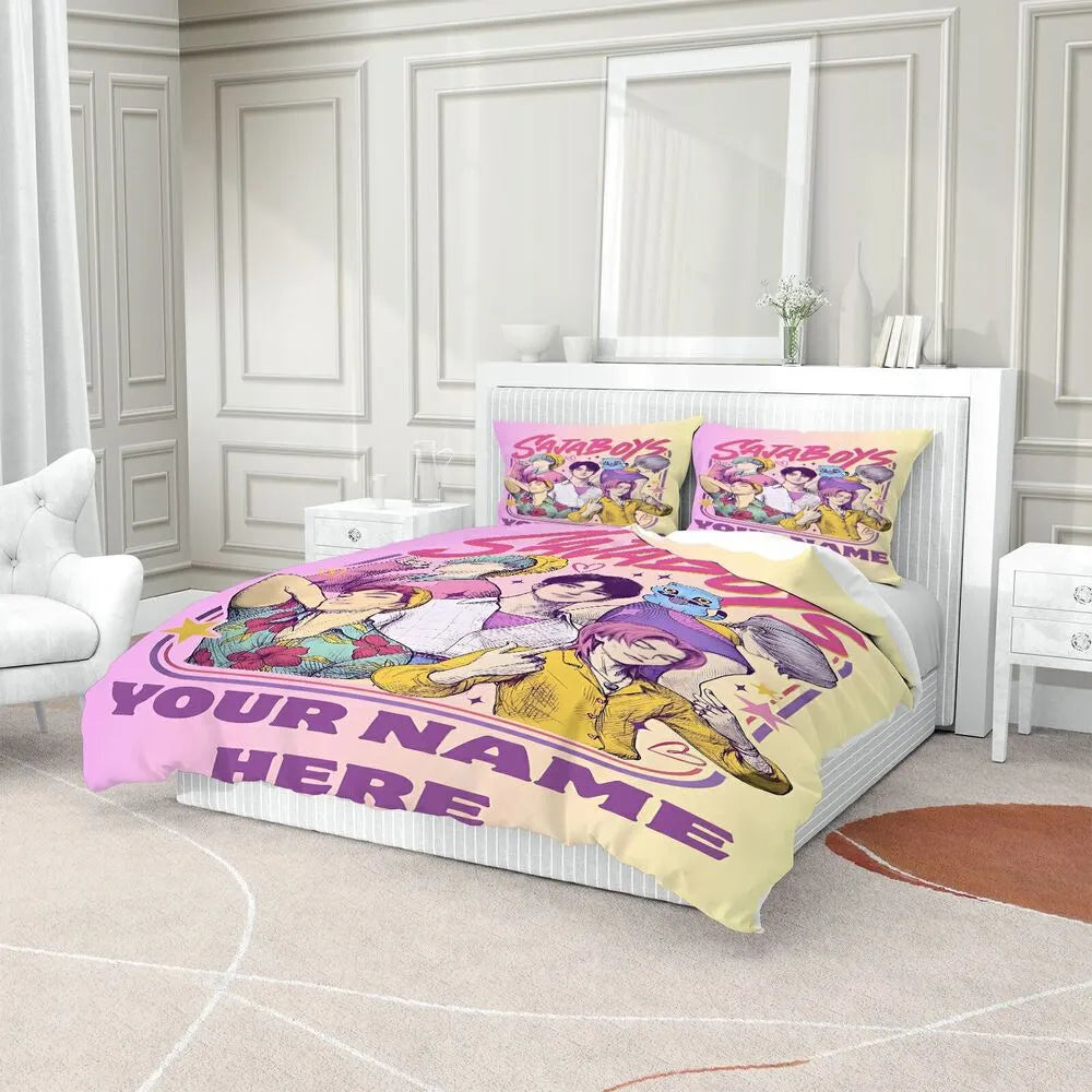 K-POP Demon Hunters Style Saja Boys Retro Anime Boy Group Bedding Set