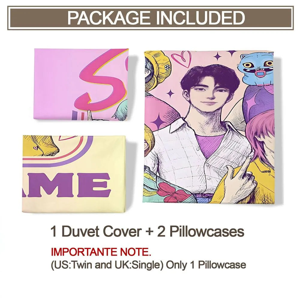 K-POP Demon Hunters Style Saja Boys Retro Anime Boy Group Bedding Set