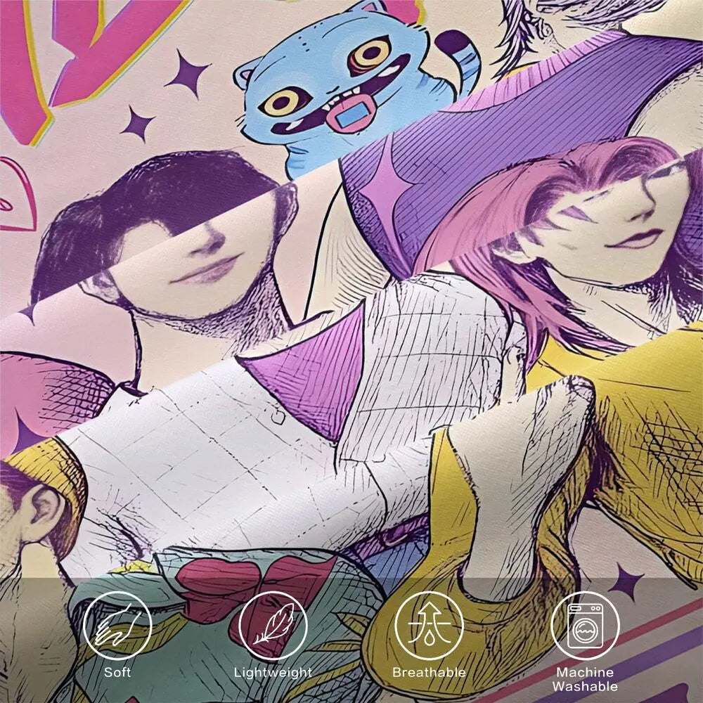 K-POP Demon Hunters Style Saja Boys Retro Anime Boy Group Bedding Set