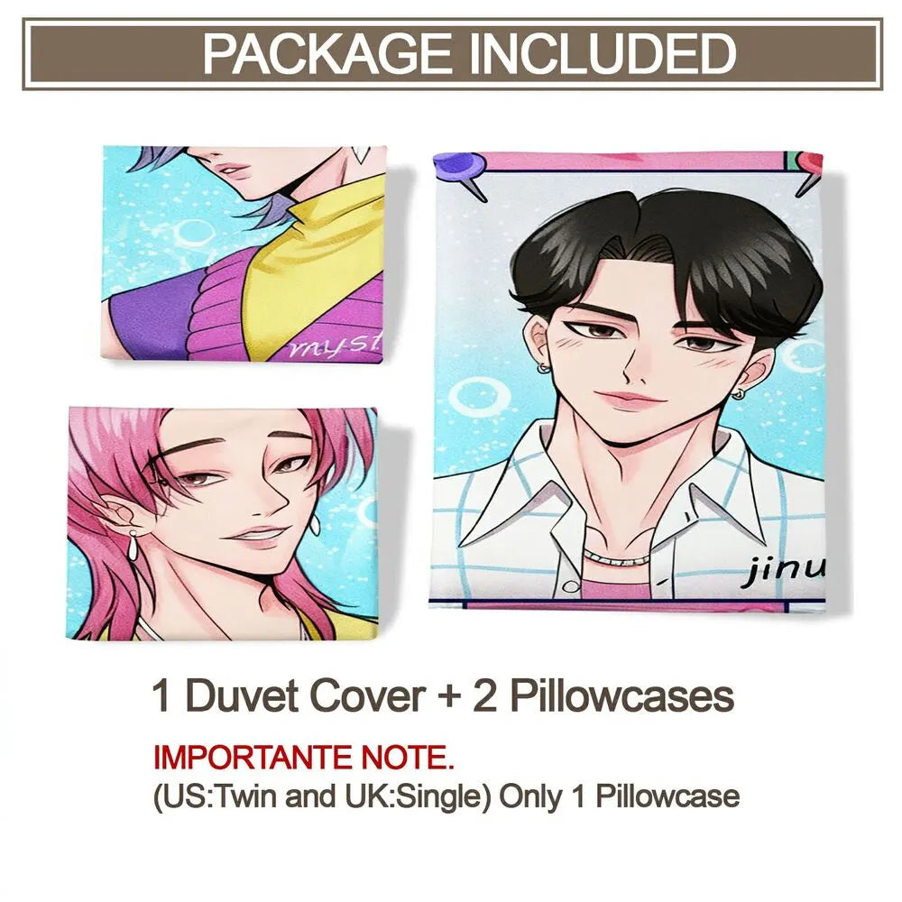 K-POP Demon Hunters Style Soda Pop Anime Boy Group Bedding Set