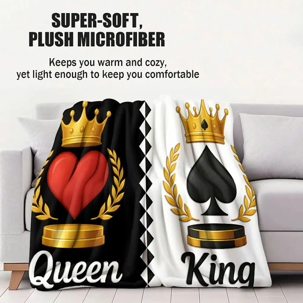 King and Queen Poker Theme Multipurpose Throw Blanket