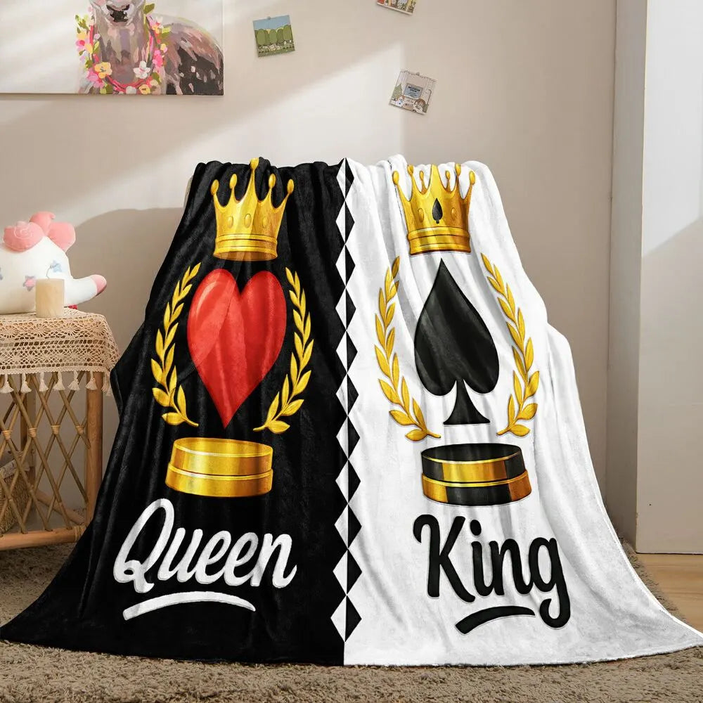 King and Queen Poker Theme Multipurpose Throw Blanket