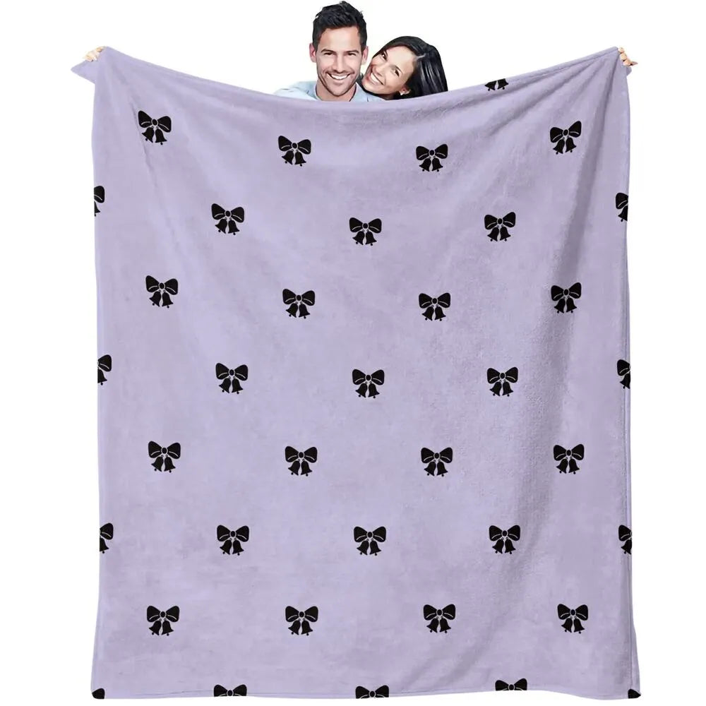Lavender with Black Bows Multipurpose Throw Blanket