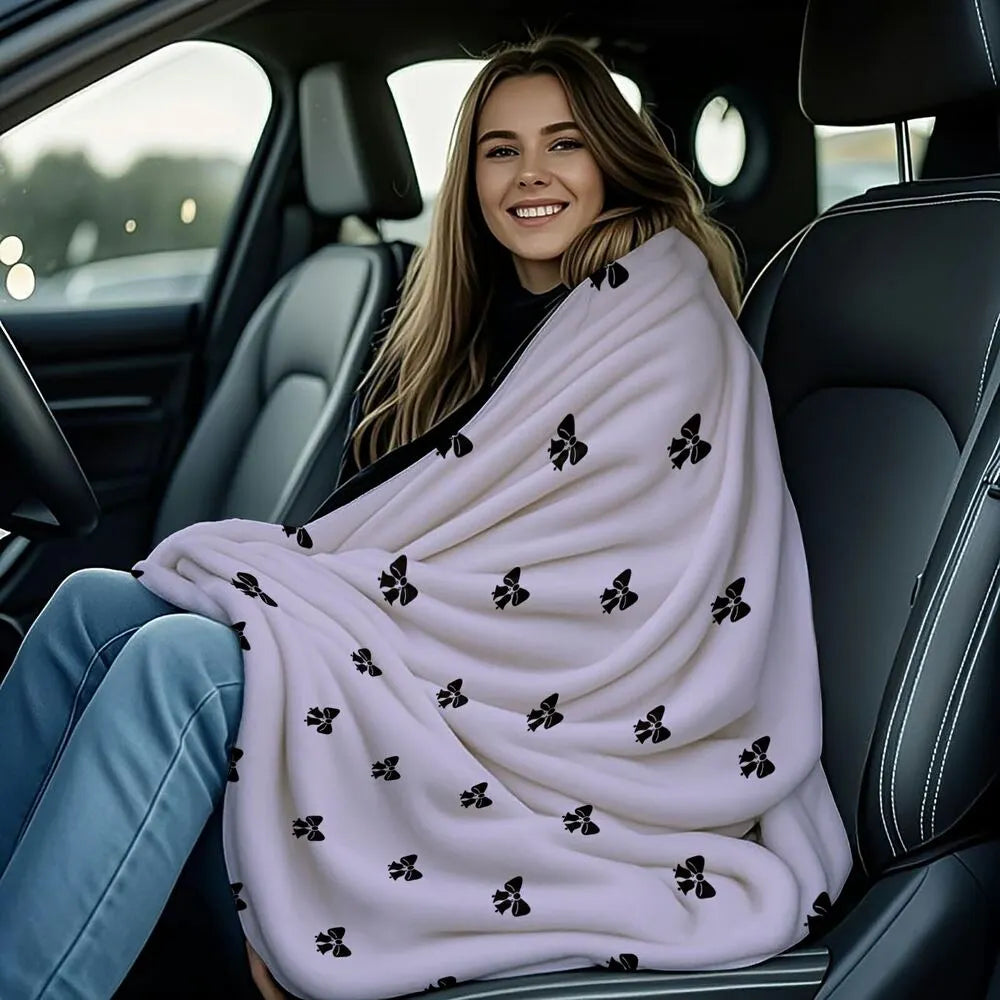 Lavender with Black Bows Multipurpose Throw Blanket