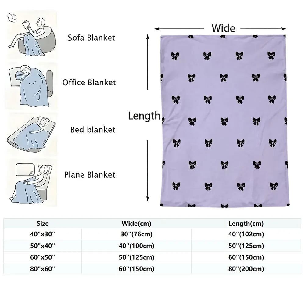 Lavender with Black Bows Multipurpose Throw Blanket
