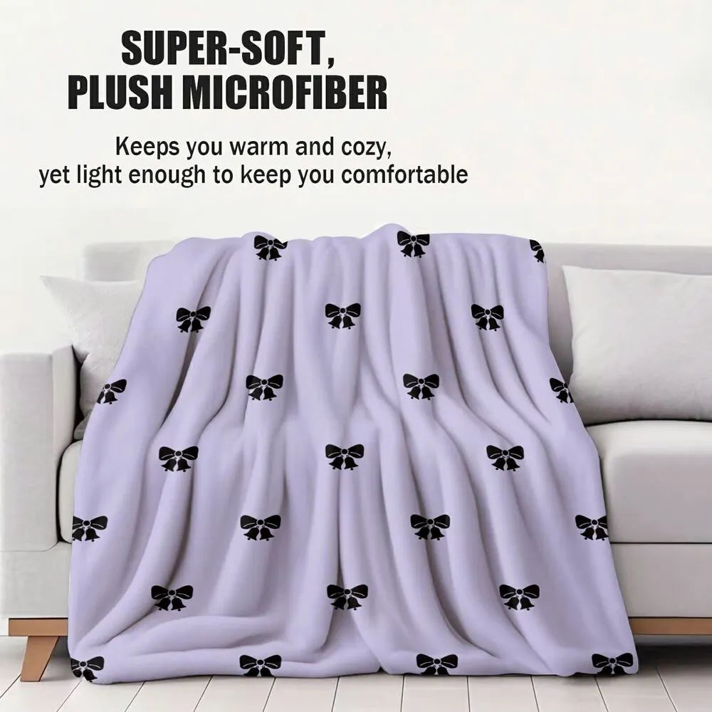 Lavender with Black Bows Multipurpose Throw Blanket
