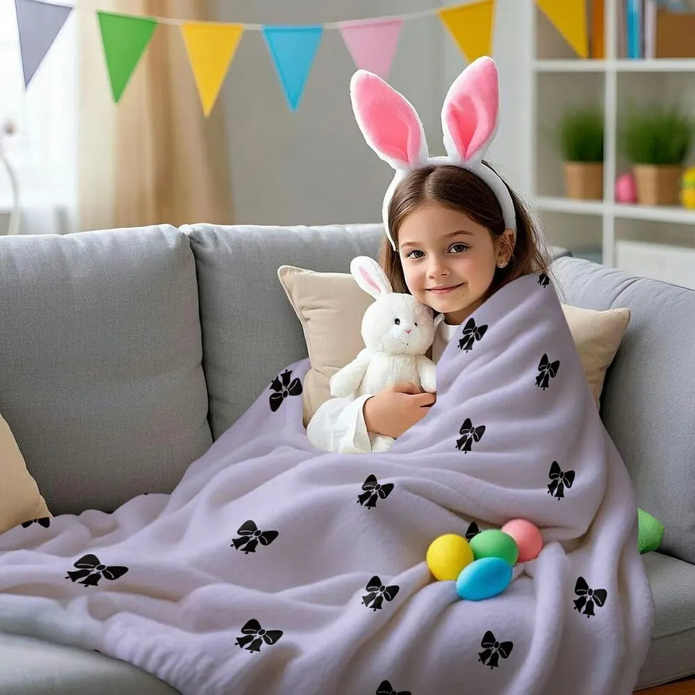 Lavender with Black Bows Multipurpose Throw Blanket