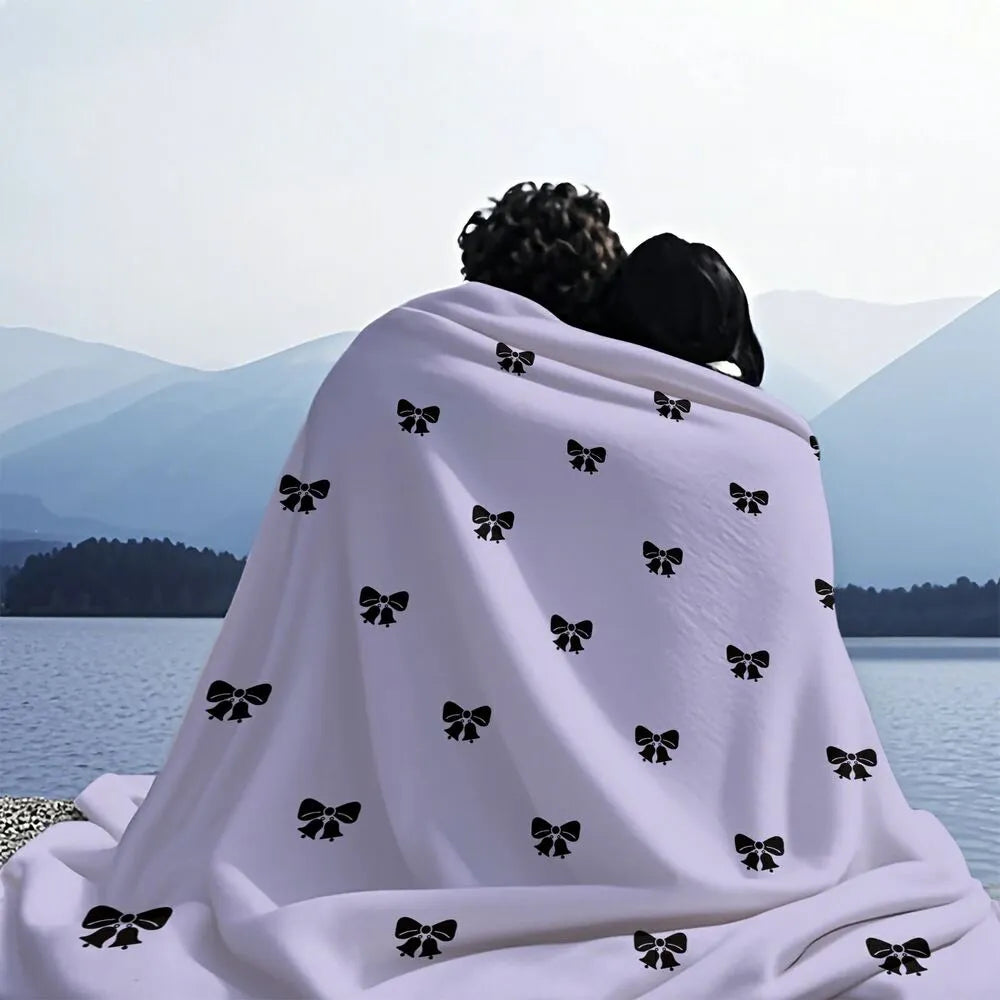 Lavender with Black Bows Multipurpose Throw Blanket
