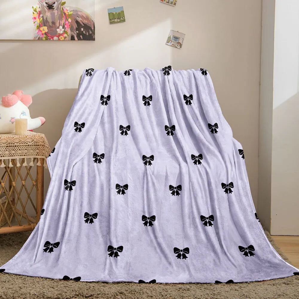 Lavender with Black Bows Multipurpose Throw Blanket