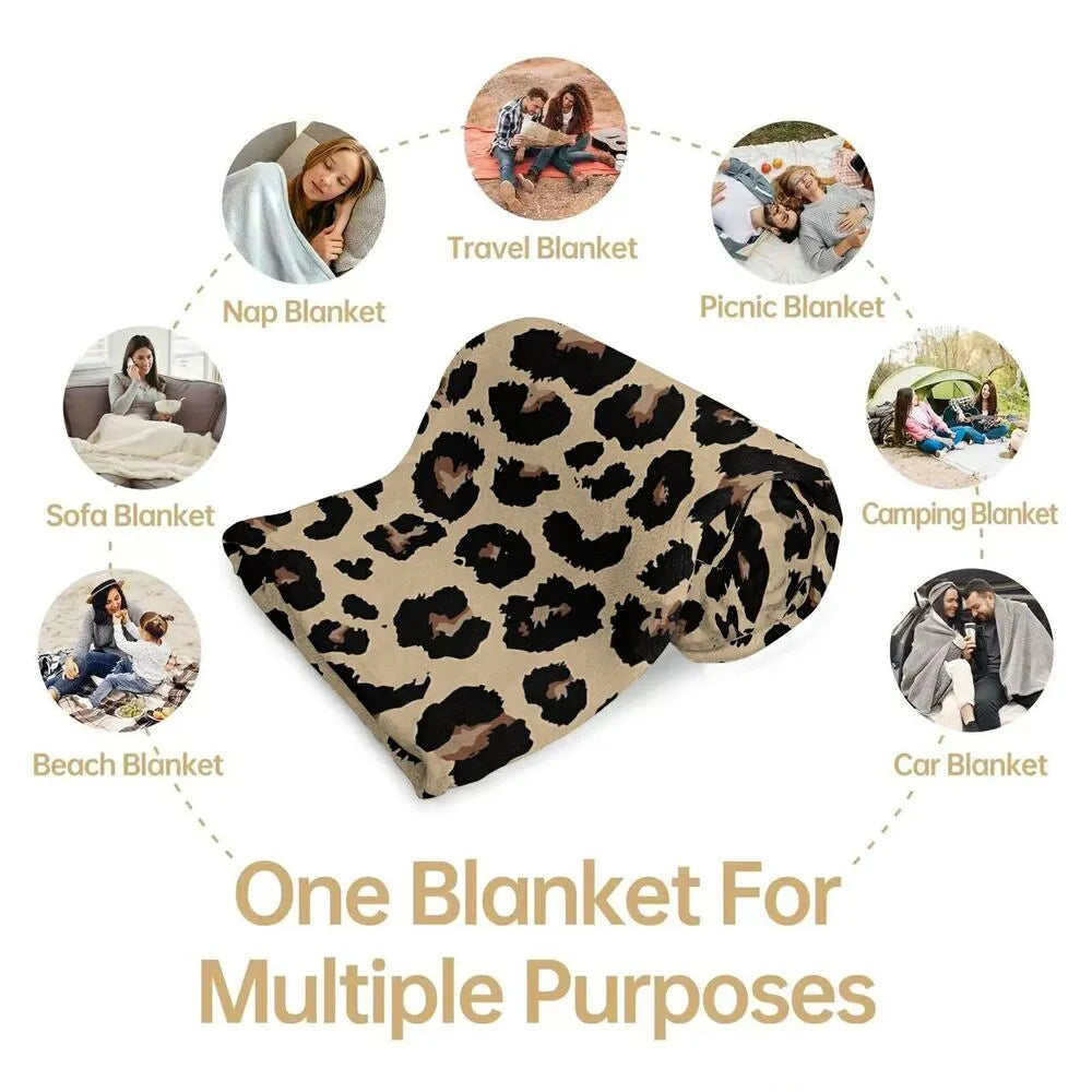 Leopard Print Multipurpose Throw Blanket