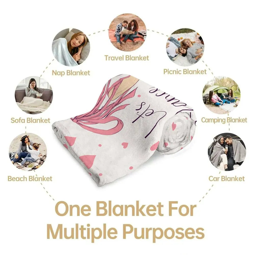 Let's Dance All Night Ballet Shoes and Hearts Pattern Multipurpose Throw Blanket