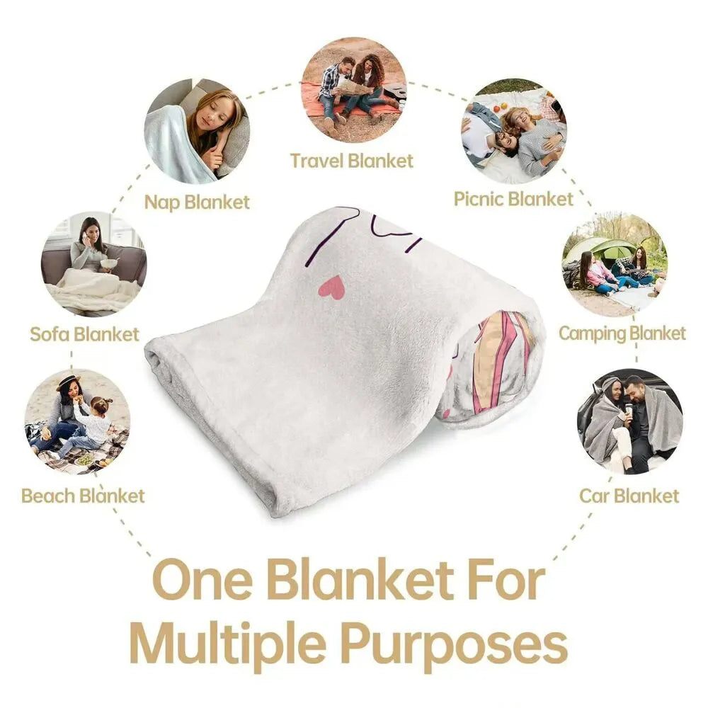 Let's Dance All Night Ballet Shoes and Hearts Pattern Multipurpose Throw Blanket