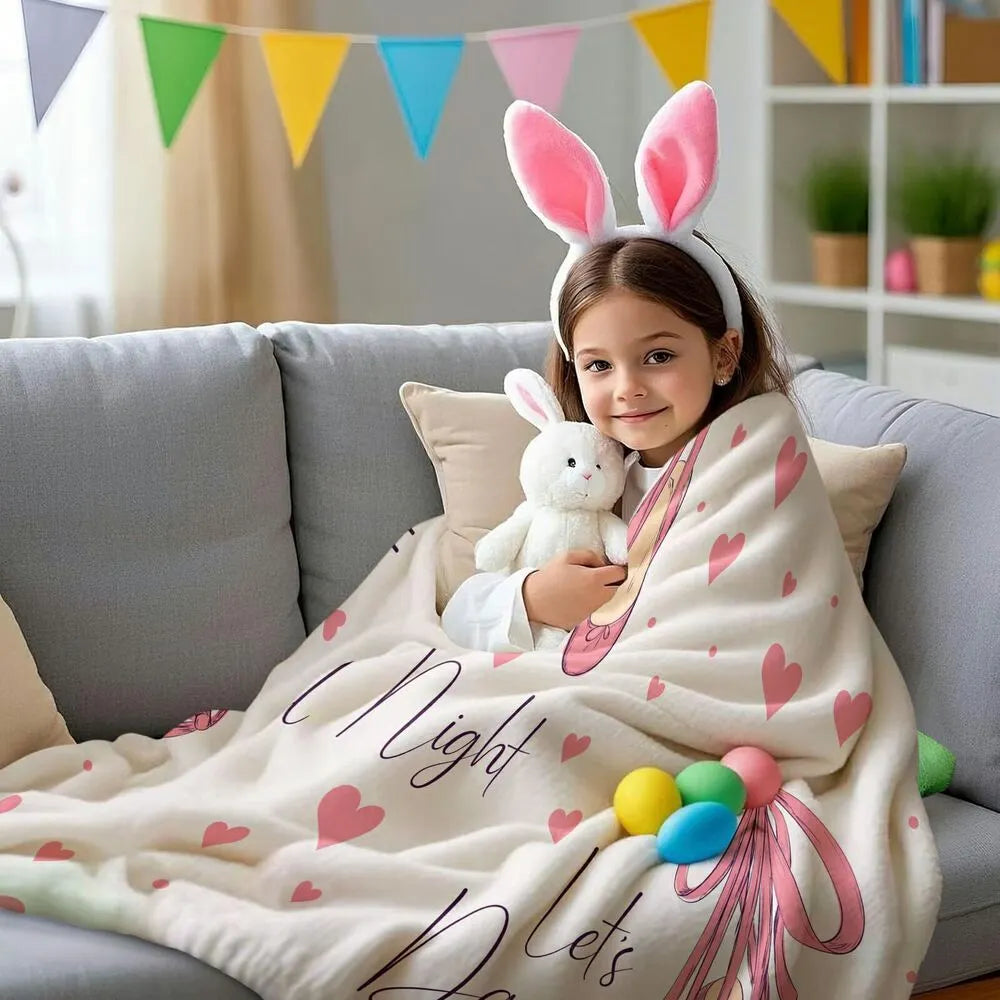 Let's Dance All Night Ballet Shoes and Hearts Pattern Multipurpose Throw Blanket