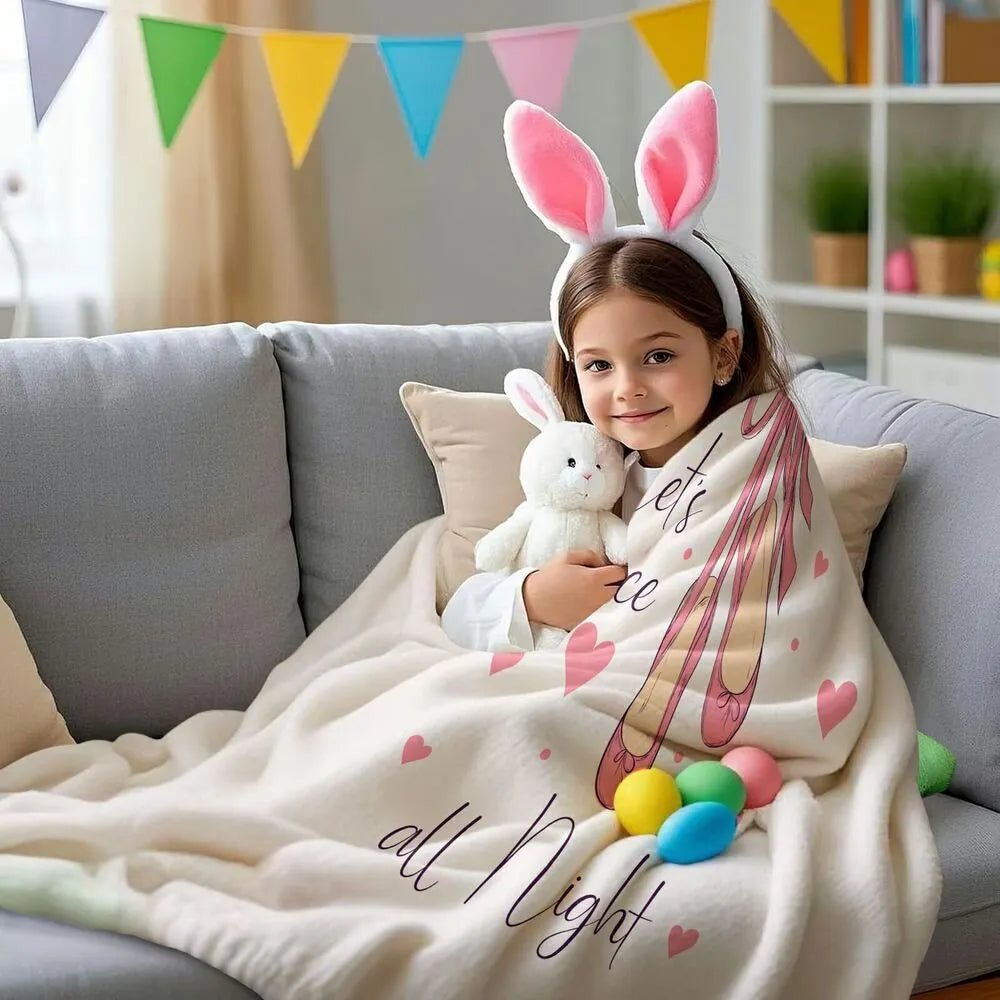 Let's Dance All Night Ballet Shoes and Hearts Pattern Multipurpose Throw Blanket