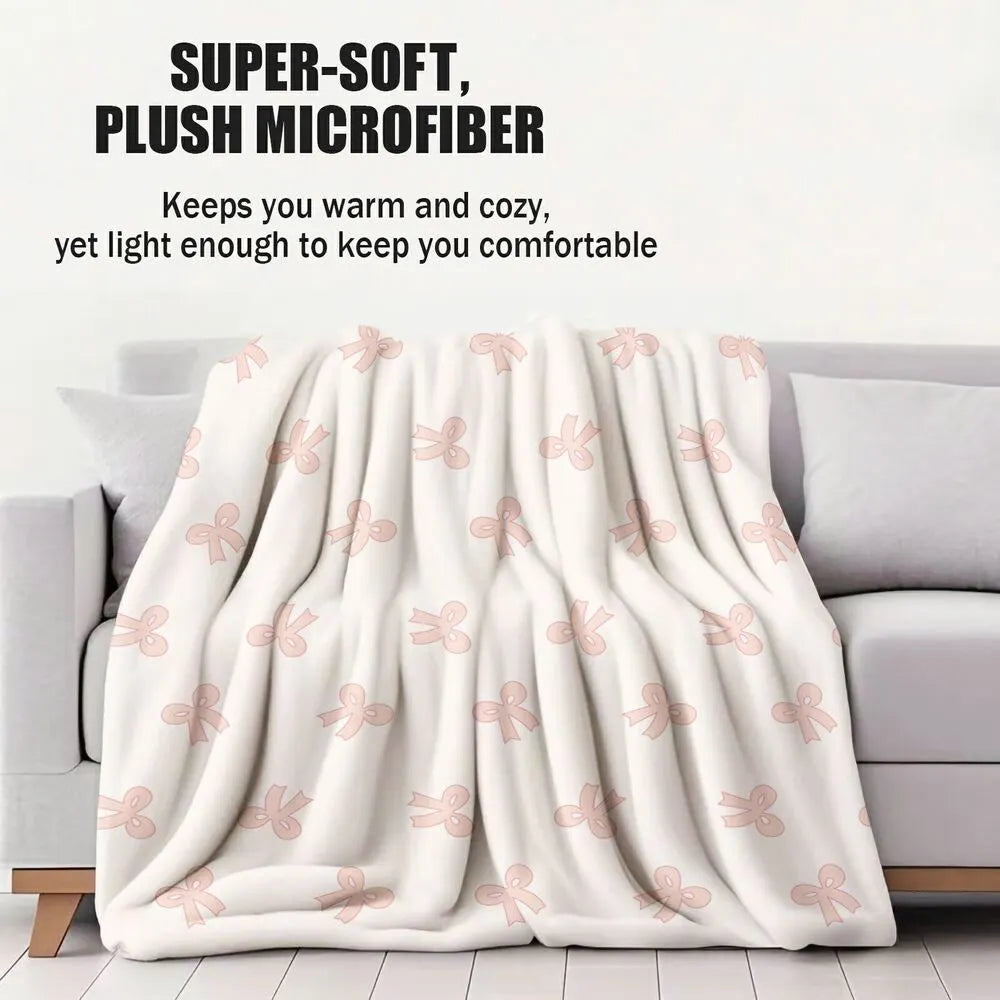 Light Pink Bow Pattern Multipurpose Throw Blanket