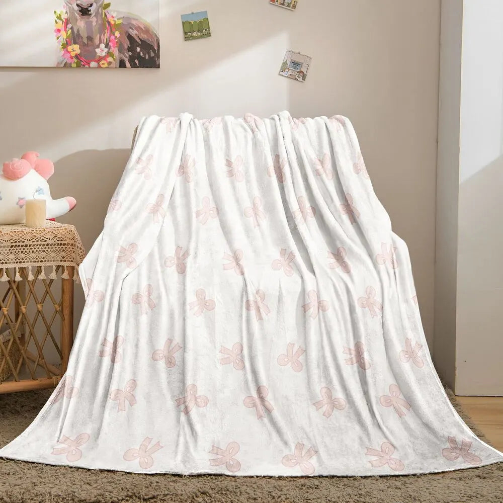 Light Pink Bow Pattern Multipurpose Throw Blanket