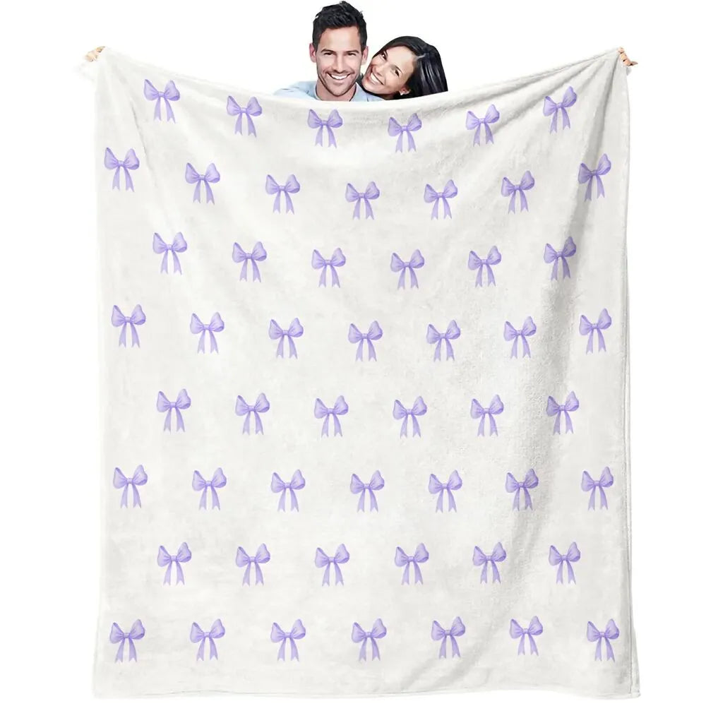 Light Purple Bow Pattern Multipurpose Throw Blanket