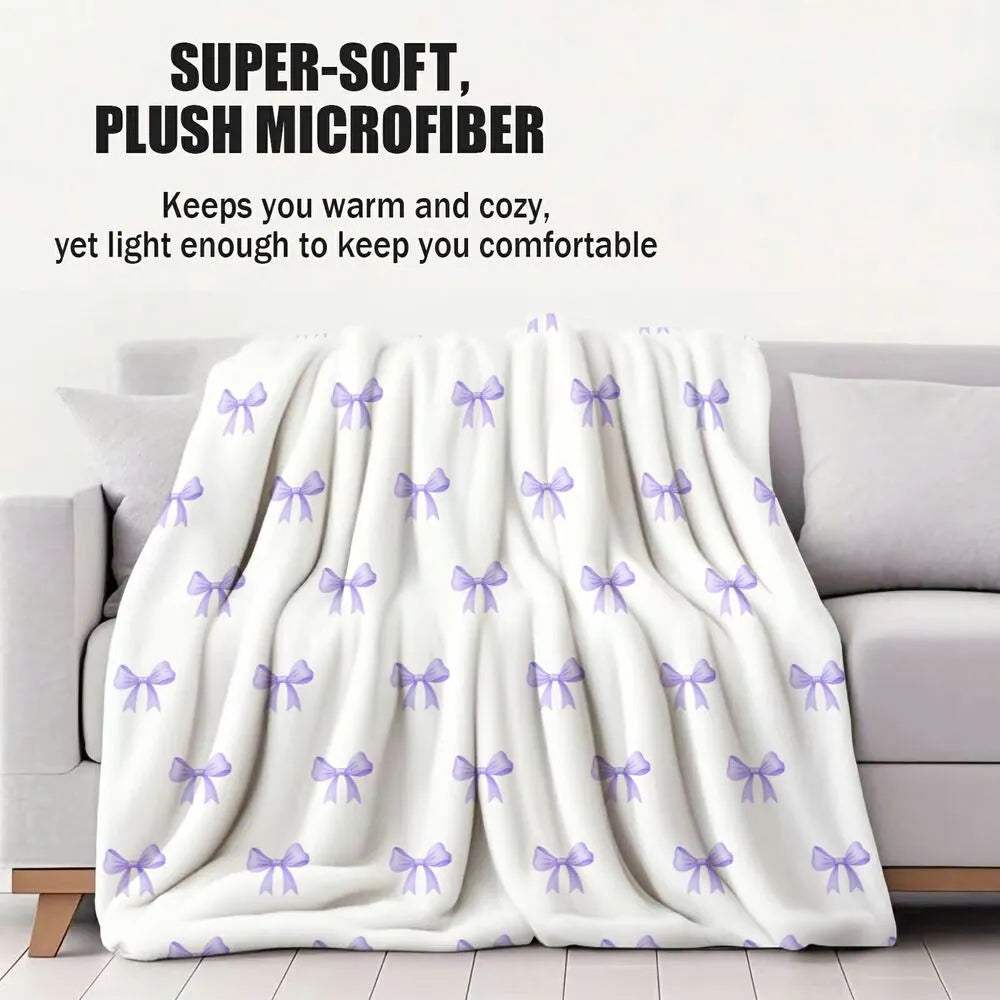 Light Purple Bow Pattern Multipurpose Throw Blanket