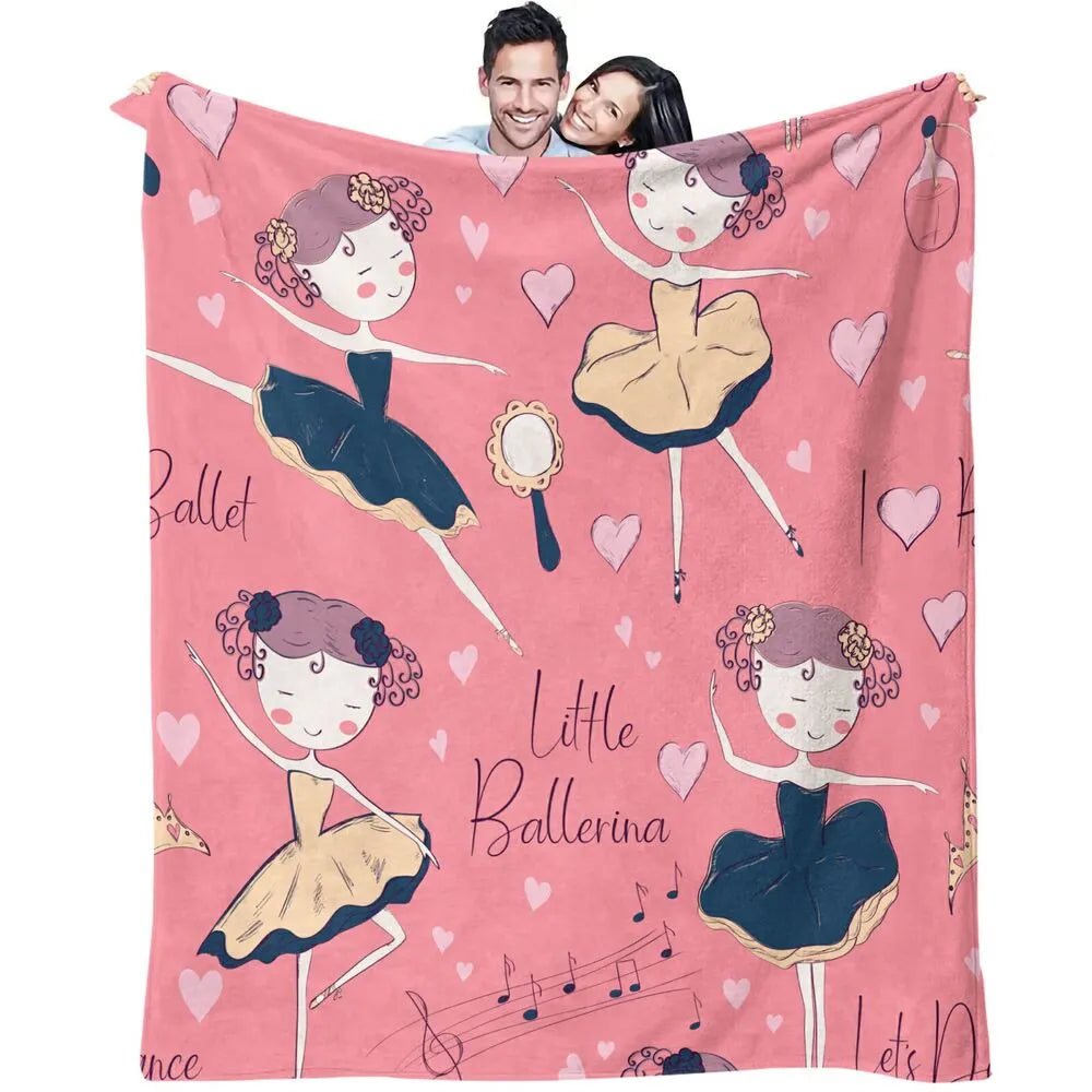 Little Ballerina Ballet Pattern Multipurpose Throw Blanket