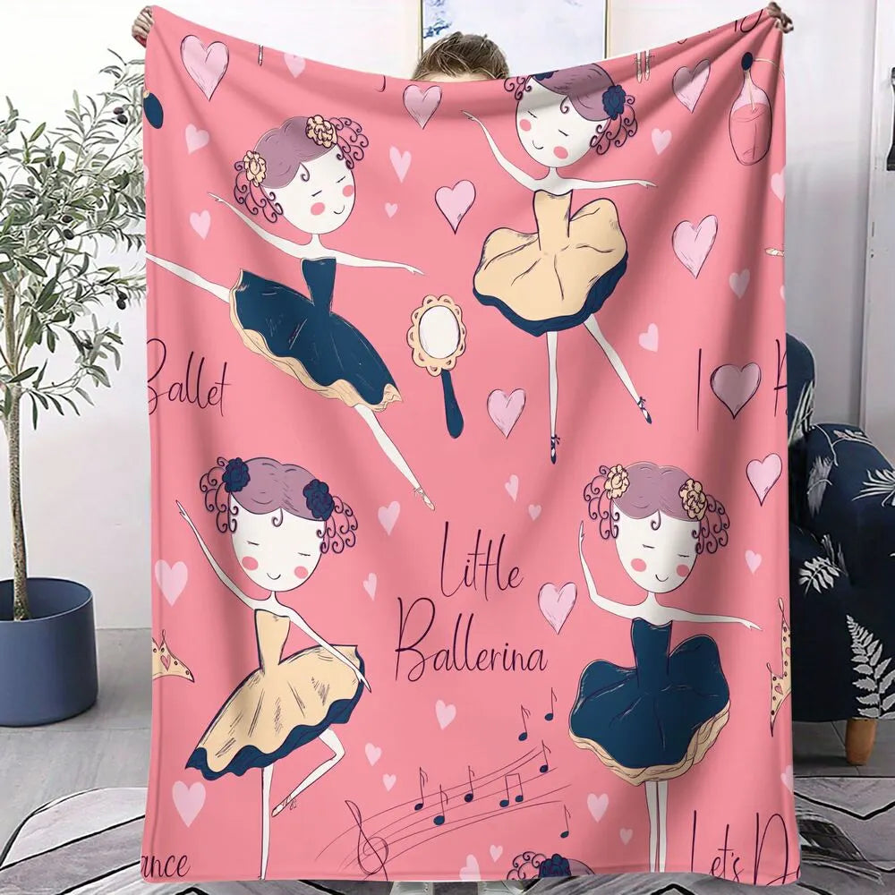 Little Ballerina Ballet Pattern Multipurpose Throw Blanket