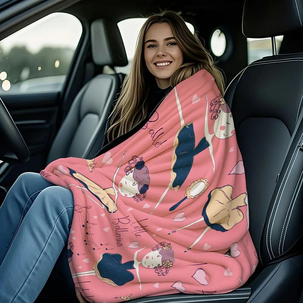 Little Ballerina Ballet Pattern Multipurpose Throw Blanket