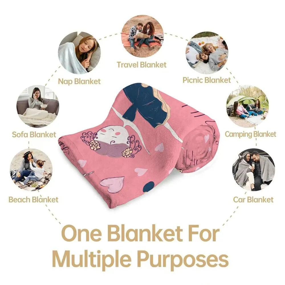 Little Ballerina Ballet Pattern Multipurpose Throw Blanket