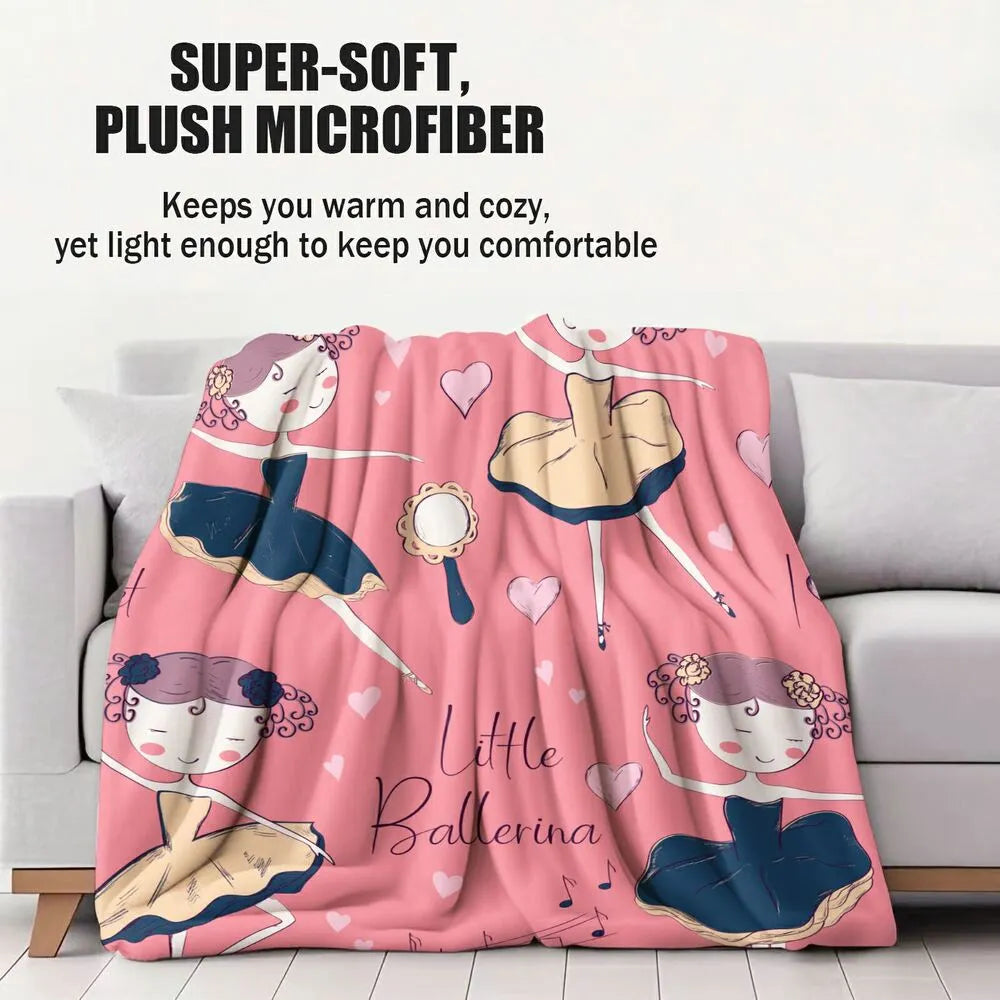 Little Ballerina Ballet Pattern Multipurpose Throw Blanket