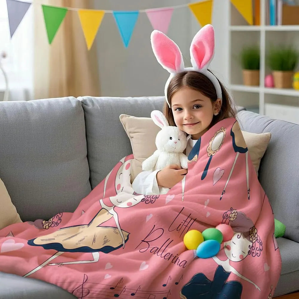 Little Ballerina Ballet Pattern Multipurpose Throw Blanket