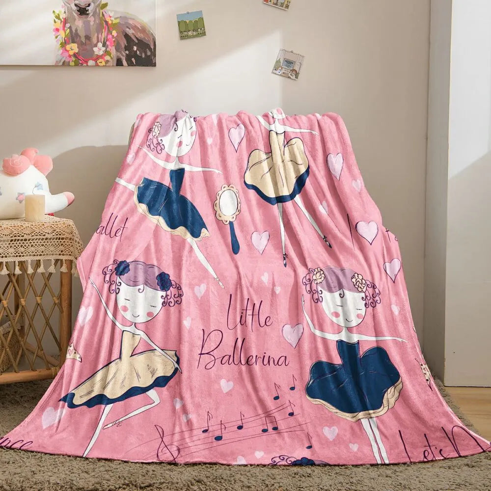 Little Ballerina Ballet Pattern Multipurpose Throw Blanket
