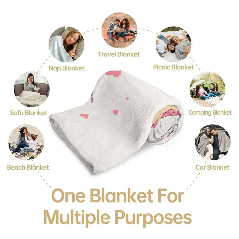 Little Ballerina with Hearts Pattern Multipurpose Throw Blanket