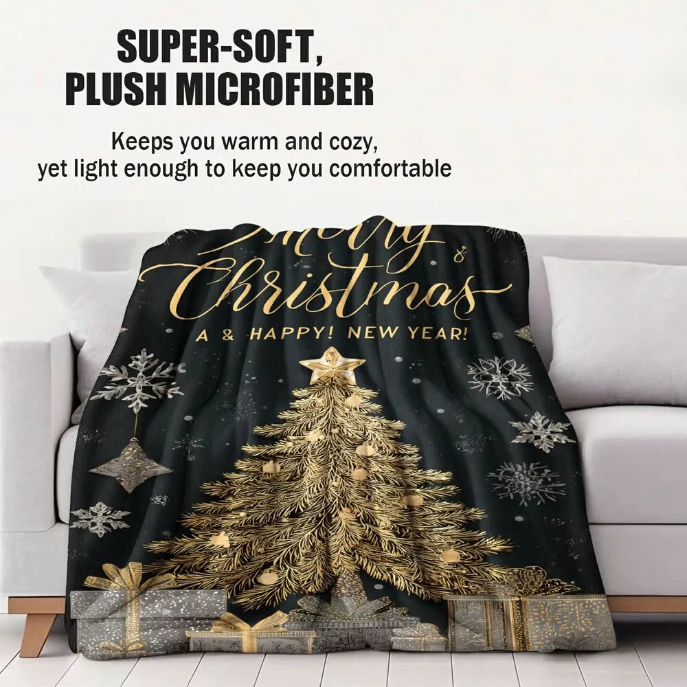 Luxury Merry Christmas and Happy New Year Pattern Multipurpose Throw Blanket