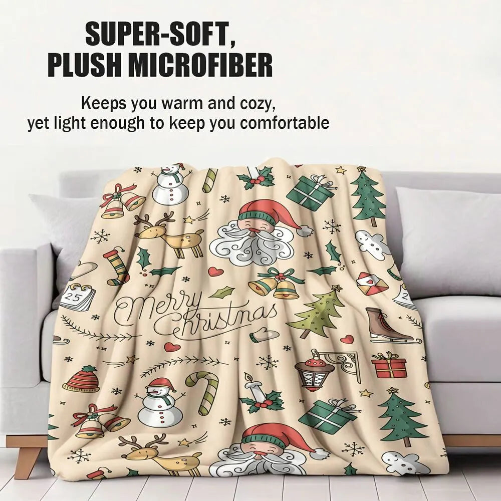 Merry Christmas Cartoon Elements Multipurpose Throw Blanket