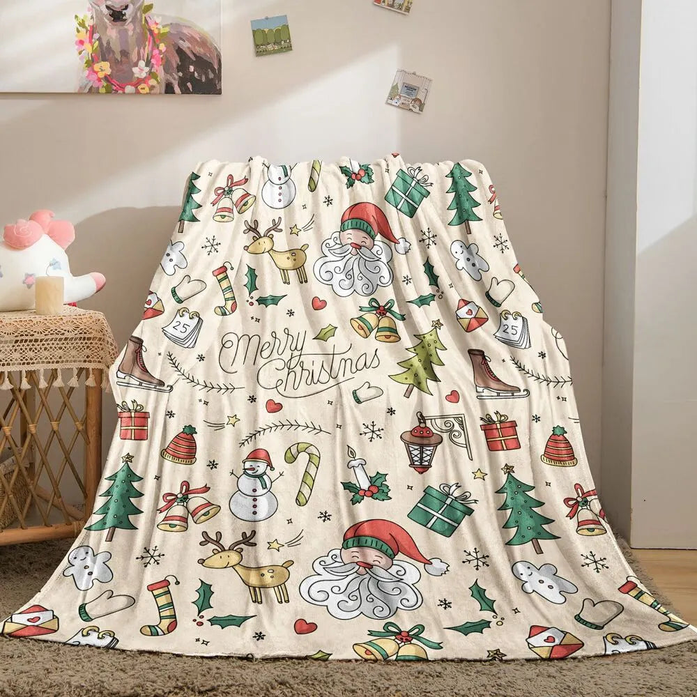 Merry Christmas Cartoon Elements Multipurpose Throw Blanket